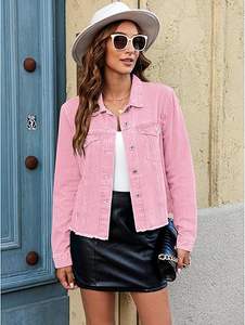 Boomletcorp-Chaqueta vaquera de gran tamaño para mujer, prendas de vestir informales con botones y relleno de algodón - Product Image 6