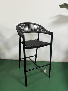 Juego de Muebles de Mimbre para Restaurante, Mesas y Sillas, Taburete de Bar de Ratán, Taburete de Bar de Metal Color Espresso Marrón, Taburete de Aluminio para Exteriores - Product Image 4