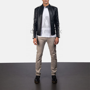 Vestes de moto d'hiver pour hommes en cuir de vachette véritable mince vêtements de rue en cuir d'agneau en cuir de vachette véritable moto - Product Image 3