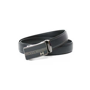 Cinturón de cuero de vaca de moda de lujo para hombre automático para hebilla logotipo personalizado Aleación de metal para vestido de negocios informal-disponible negro - Product Image 2