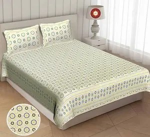 Yastık ile % 100% pamuk baskılı çarşaf daire tasarım nevresim takımı