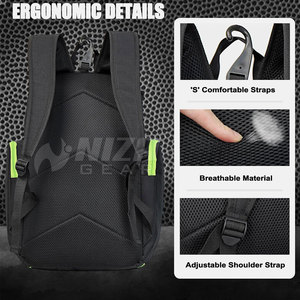 Sac à dos de basketball décontracté et souple pour tous les jours, en nylon et polyester durables, écologique, respirant, grande capacité, avec fermeture éclair et fermoir. - Product Image 4