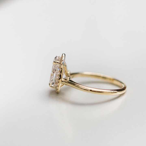 Bague cultivée en laboratoire coupe poire 10k 14k plaqué or blanc jaune or rose mariage fiançailles anniversaire solitaire bague en diamant - Product Image 3