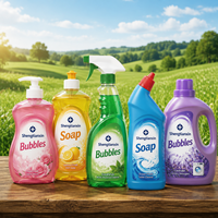 Étiquette autocollante en vinyle imperméable personnalisée pour bouteille de liquide vaisselle ou détergent à lessive