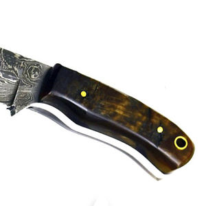 Couteau à désosser Burraq personnalisé OEM DIY en acier Damas fait main avec manche en bois de résine et étui en cuir – Cadeau idéal pour le camping et la chasse - Product Image 5