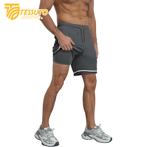 High Quality Men's & Women's Gym Fitness Athletic Running <b>Shorts</b> Quick Dry Breathable Mesh Striped <b>Zipper</b> <b>Pockets</b> Plain Dyed - Product Image 1