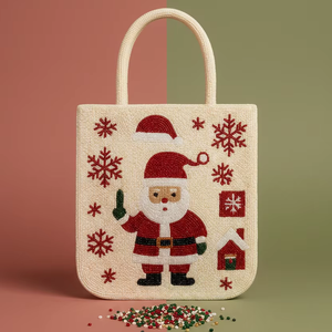 2026 Trendy Hand-Beaded Santa Nice <b>Bag</b> Artisan Glass Bead Zipper Closure <b>Women's</b> Wedding Handbag Luxury Winter Collection Shop - Product Image 1