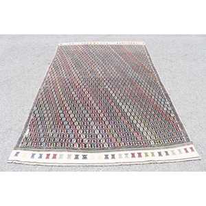 Tapis turc vintage, tapis Kilim 5,4x7,7 pieds, tapis à motifs floraux rouge et vert - Product Image 1