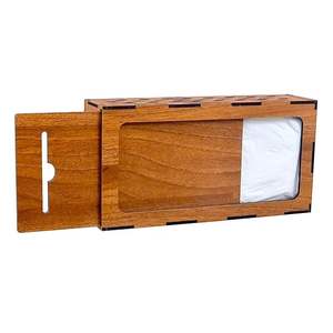 Elegante caja de pañuelos de madera con mango para decoración minimalista Caja de pañuelos de madera de bambú moderna para hogares ecológicos sostenibles a bajo precio - Product Image 3