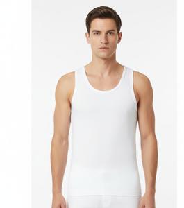 Ivory Freshness White Cotton <b>Vest</b> for <b>Men</b> Sleeveless Lightweight Airy Stretch Fabric Designed for Daily Comfort - Product Image 2