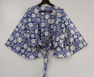 Top corto de algodón hecho a mano para mujer, estilo bohemio, fácil de ajustar, manga larga, estampado Floral, tendencia, prendas de vestir exteriores, Primavera Verano - Product Image 1