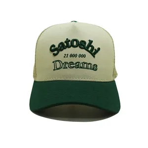 2024 all'ingrosso Design 3D ricamo Logo maglia papà cappello sport all'aperto personalizzato 5 pannello cotone berretto da camionista migliore fabbrica di copricapi