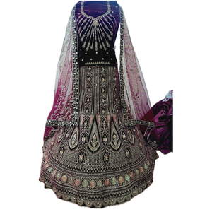 Lehenga ชุดกระโปรงยาวผ้ากำมะหยี่สำหรับเจ้าสาว, ชุดกระโปรงยาวผ้ากำมะหยี่สำหรับฤดูหนาวและฤดูร้อน - Product Image 3