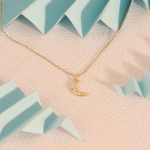 Pendentif en argent sterling 925 plaqué or Vermeil, charme croissant de lune chrétien, collier minimaliste demi-lune en CZ, bijoux célestes - Product Image 6