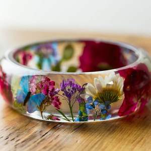 DRIVEN Fine Jewelry Bracelets fins & Bangles Fine Chain & Link Bracelets Acrylique Resin Flower Bangle Bracelet Bijoux pour - Product Image 2