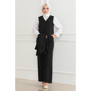 Ensemble de trois gilets noirs décontractés MSW19222-1, hauts longs mi-longueur - Product Image 1