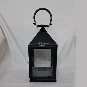 Minimalist Indoor/Outdoor Stainless Steel <b>Candle</b> <b>Lantern</b> with Clear Glass Square Tabletop Decorative Light Hanging Jar - Product Image 2