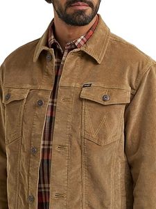 Brown Casual Solid 100% Cotton Corduroy <b>Trucker</b> <b>Jacket</b> <b>Men's</b> 4 Pocket Regular Fit Button Front Turn-Down Collar Winter Outerwear - Product Image 3
