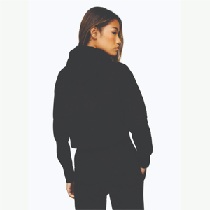 Venta al por mayor de las mujeres Puff impreso pulóver recortado Sudadera con capucha hecha a medida 45% algodón 55% poliéster forro polar Sky Script - Product Image 2