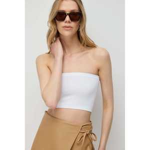 Blusa Corta Casual sin Tirantes con Logotipo Frontal - Product Image 1