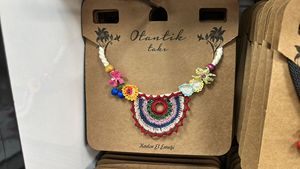 DAFNI BIG PAZAR HANDMADE COTTON SEWING OTHER TYPE FLOWER FOLK ART NECKLACES for MULTIPLE OCCasions - Product Image 6