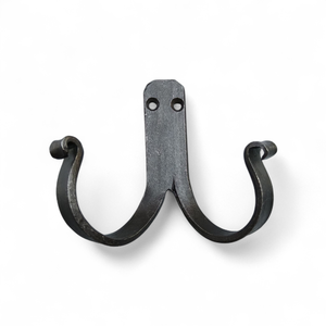 Ganchos de hierro forjados a mano, de doble pared, con revestimiento negro, personalizados, para organizar la entrada, para ropa, para decoración. - Product Image 1