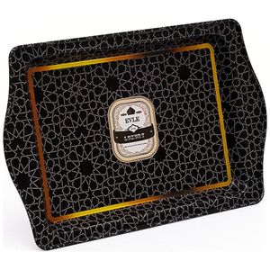 ถาดโลหะทรงสี่เหลี่ยมโบราณขนาด160x250มม. ลวดลายเรขาคณิตสีทองหรูหราพื้นหลังสีดำตกแต่งอย่างหรูหรา - Product Image 2