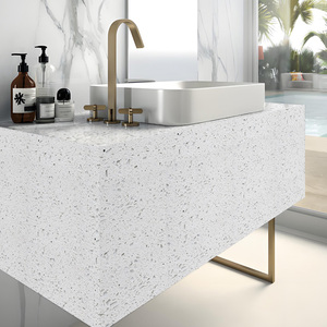 Encimera de losa de cuarzo artificial blanca de cristal de diseño moderno de alta calidad OEM HIC garantía de más de 5 años para tocador de hotel - Product Image 4