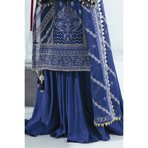 Conjunto de Vestido Indio de 3 Piezas en Tela de Algodón Bordada con Pantalón de Seda Cruda, Modelo Salwar Kameez para Festivales, Número de Modelo FE-52163 - Product Image 2