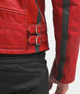 Vestes de moto en cuir rouge pour hommes haute qualité 100% veste de motard en cuir de mouton pur parfait pour toutes les saisons veste en cuir - Product Image 4