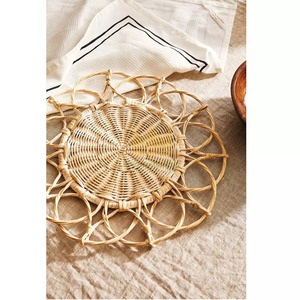 For Kitchen Restaurant Wedding Vietnam <b>Round</b> Whitewash <b>Placemat</b> Rattan Handwicker <b>Placemat</b> - Product Image 4