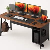 Bureau de Travail Moderne et Simple de 55 Pouces avec Grand Espace pour les Jambes, Bureau d'Ordinateur Gaming de 55 Pouces avec Rangement