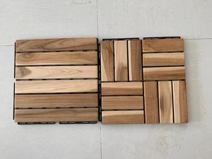 Acacia <b>Wood</b> Interlocking Patio Deck Tiles Hardwood Square Outdoor Decking Tiles with Anti-Slip Feature Waterproof All Weather - Product Image 3