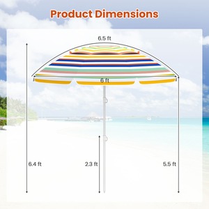 Портативный 200 см 3-секционный дизайн премиум Полиэфирная Ткань Кнопка наклона UPF50 + пляжный зонт уличные Солнцезащитные Зонтики - Product Image 3
