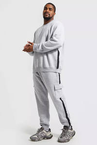 Wholesale Custom Men's Cotton Fleece Tracksuit <b>Set</b> Pullover Sweatshirt & Cargo Sweatpants High Quality Blank <b>Loungewear</b> - Product Image 5