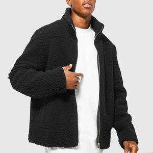 Veste polaire Sherpa noire à manches longues avec logo personnalisé Veste d'hiver polaire pour hommes - Product Image 1