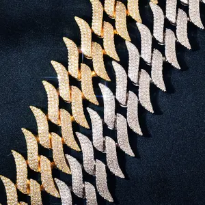 Trendy Hip Hop <b>Iced</b> Out <b>Chain</b> Necklace Copper With Round Zirconia Gold Plated Cuban Link <b>Chain</b> in wholesale - Product Image 6