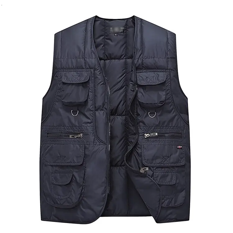 Automne et hiver gilet décontracté de haute qualité solide sans manches plus veste épaissie chaud personnalisé hommes bulle bouffant gilets gilet