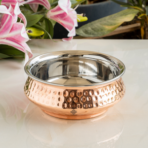 Marmites et casseroles Handi Mughlayi en acier et cuivre avec design martelé, vaisselle de service pour usage domestique et commercial - Product Image 1