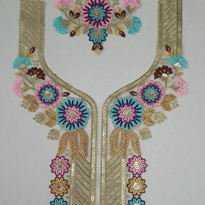 Couture filet col patch avec broderie de paillettes parfait pour chemisier décolleté robe saree ethnique kurti et robes - Product Image 1