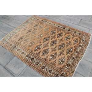 Turkish Rug, Area 4.6x5.9 ft Vintage Rug, <b>Brown</b> Floral <b>Wool</b> Rug - Product Image 2