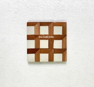 Posavasos de resina y madera personalizados, alfombrillas de resina de madera, almohadillas redondas para el hogar, posavasos de madera de acacia de resina epoxi para Hotel - Product Image 6