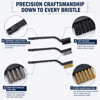 Kit de 3 petites brosses de précision en laiton, acier inoxydable et nylon pour l'entretien des cartes de circuits imprimés (PCB)