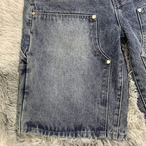 Wholesale High Quality <b>Men's</b> <b>Vintage</b> Fashion Denim <b>Shorts</b> Straight Custom Baggy Distressed Dark Washed Cotton High Street Style - Product Image 3