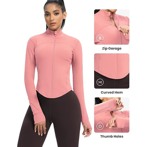 Veste extensible à fermeture éclair intégrale pour femme, haut de yoga léger, vêtements d'entraînement athlétique doux, mélange de nylon et de spandex confortable - Product Image 4