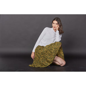 Napat Clothing Women's Mid-<b>Length</b> Ruffle <b>Skirt</b> with Elastic Waistband for Summer Ready to Ship SK0090-02 - Product Image 6