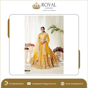 ชุดปาร์ตี้เนื้อผ้าตาข่ายหนาดีไซเนอร์ชาวอินเดียพร้อมลำดับการปักผ้าไหมซาตินสองชั้นคอลเลกชัน Lehenga Choli สำหรับเจ้าสาว - Product Image 2