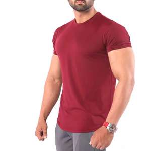 T-shirts pour hommes en jersey de spandex et de nylon à manches courtes, anti-froissement, respirants, écologiques, coupe décontractée, solides, vente en gros, personnalisés - Product Image 5