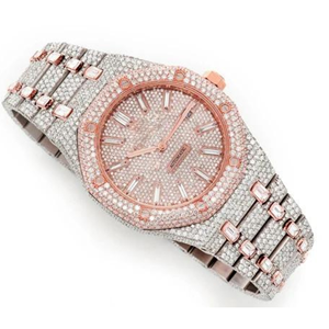 Montre Hip Hop Iced Out pour hommes de qualité supérieure en diamant cultivé en laboratoire personnalisé fonction analogique boîtier en acier cadran en verre nouveauté cadeau - Product Image 1