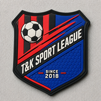 Patch PVC OEM 3D à coudre ou thermocollant, motif bouclier, bande diagonale jaune marine, couronne de lauriers, pour maillot, veste, chapeau de club de football